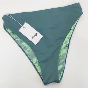 NWT {Maaji} Reversible Swimwear Bikini Bottom High Waist Palm Trees Green XL